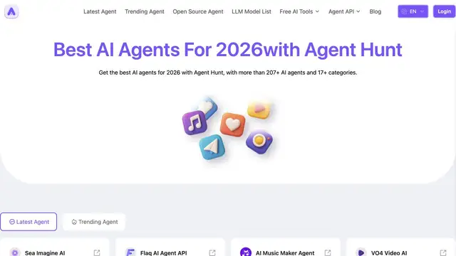 Vista previa del sitio web de Best AI Agent Hunt