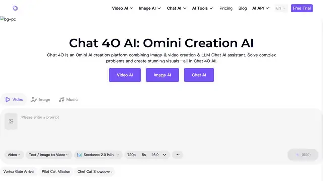 Vista previa del sitio web de Chat 4O AI