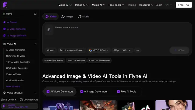 Vista previa del sitio web de Flyne AI