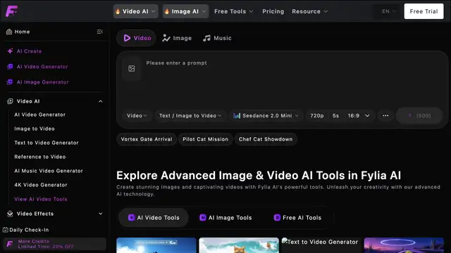 Vista previa del sitio web de Fylia AI
