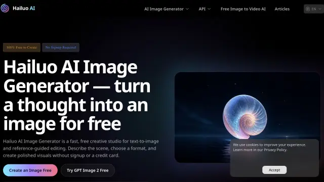 Vista previa del sitio web de Hailuo AI Image Generator