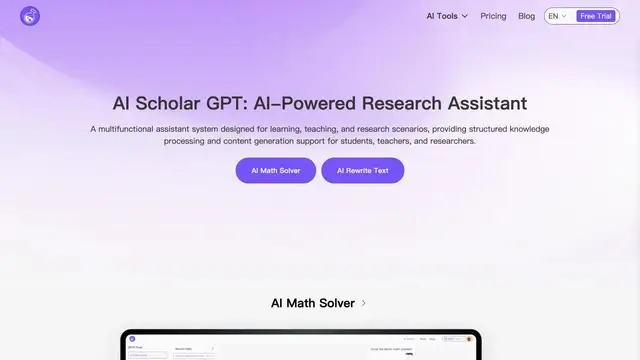 Vista previa del sitio web de Scholar GPT AI