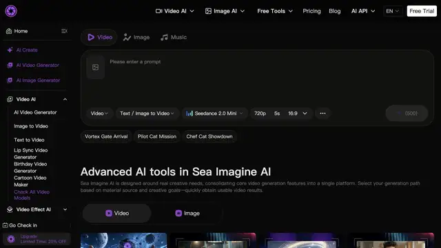 Vista previa del sitio web de Sea Imagine AI