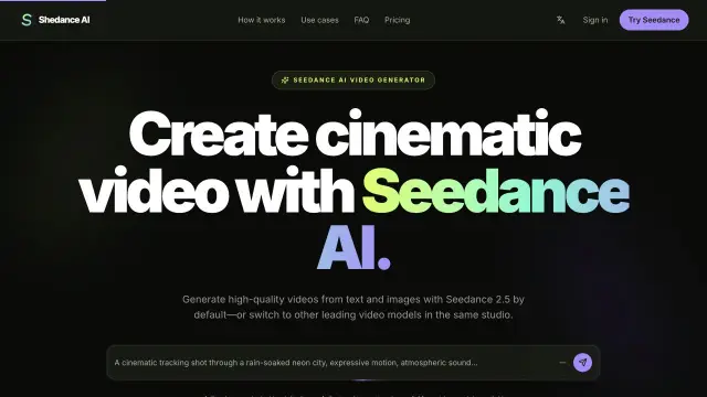 Vista previa del sitio web de Shedance AI