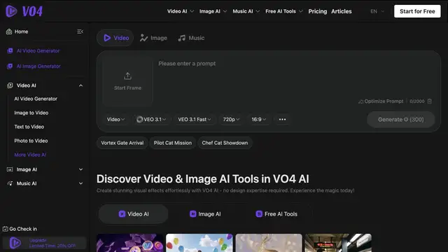 Vista previa del sitio web de Free VO4 AI